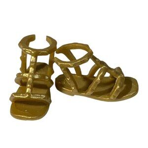 Barbie Doll Shoes Gold Gladiator Sandals Flat Shoes Strappy
